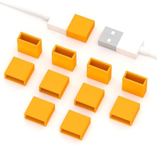 10PCS USB A Male Anti Dust Plug Stopper Cap Cover Protector Lids USB Port Anti-Dust Plug Cover USB Interface Port Protector USB Port Protectors Anti-Dust Dirt for USB Male Ports (Yellow)