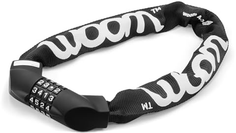 woom LOKKI Fahrradschloss für Kinder, Zahlenschloss, Hohe Sicherheit, 61 cm Kettenlänge, 6 mm Kettenstärke, Ummantelung, Schwarz (black)