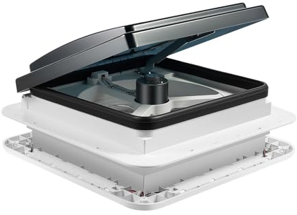 Ventilador de techo impermeable con luz LED para autocaravana, ventana de techo (dimensiones de apertura: 28 x 28 cm)