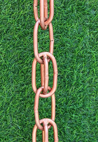 KAM Home - Catena antipioggia ad anello in puro rame, lunghezza 20,5 m, con bullone in ottone, adattatore per grondaia per installazione a catena antipioggia standard