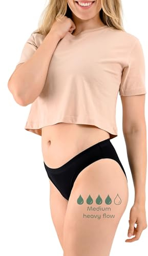 BeMee Nighttime Slip aus natürlicher Bambus-Viskose, Perioden-Slip für die Nacht, waschbare Menstruations-Unterwäsche, atmungsaktiv, schwarz, Größe XXL, Einzelpack