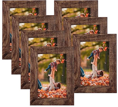 Vasemouh Cornice 10x15 Marrone, set di 7 Cornici in Legno MDF da Appendere a Parete in Orizzontale o in Verticale
