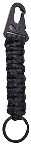 Paracord-Schlüsselanhänger für den Außenbereich, 7 Stränge, abnehmbarer Notfall-Schlüsselanhänger, Kordel zum Wandern, zum Aufhängen, Schwarz, Schwarz , Medium