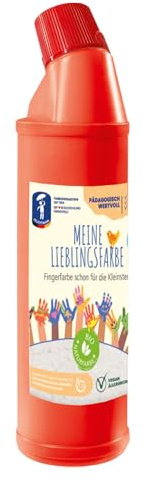 Feuchtmann MEINE LIEBLINGSFARBE Edu Bottle | 900g cremige Fingerfarbe Einzelflasche | hautfreundliche Fingermalfarbe auf Wasserbasis | ungiftig, auswaschbar | Malfarben Kinder (ab 2 Jahre), FARBE:Rot