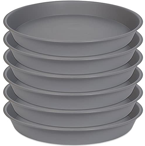 Angde Untersetzer, rund, ca.10–12,5 cm, Auffangschale für Gießwasser, für Blumentopf, Pflanzschale, für den Innenbereich, ca. 10 cm, grau, 6 Stück