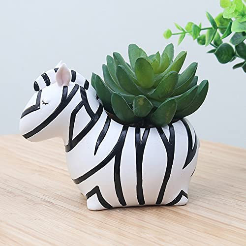 OUSIKA Fleshy Flowerpot,Ceramic Fleshy Flowerpot,Cute Zebra Pattern Watering Home Decoration Pots Cute Animals Mini Planter Pot Tiny Flower Plant Containers Succulent Cactus Aloe Desk Home Office Flow