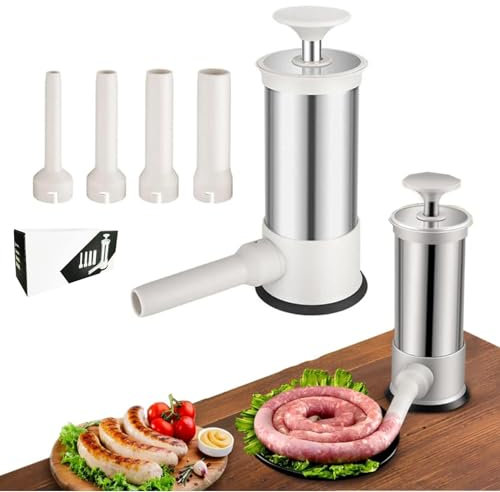 Sausage Stuffer with 4 Different Sizes Stuffing Tubes,Stainless Steel Sausage Stuffer Machine,Sausage Maker,Home Kitchen Detachable Sausage Stuffer (Color : 1pc)