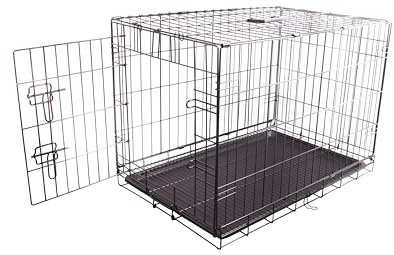 FOURPAW Cage pour Chien Pliable en Fil métallique Durable avec Plateau, Porte Simple, 76,2 x 48,3 x 53,3 cm, Noir