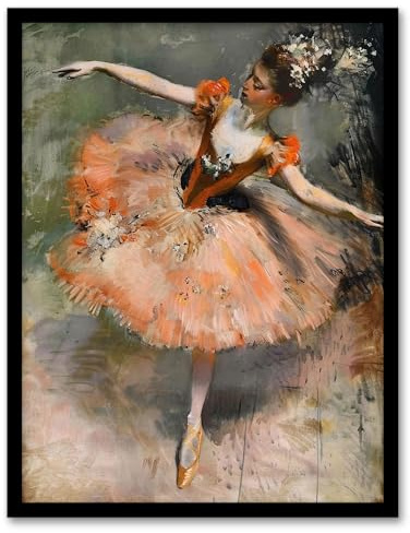 Artery8 Ballerina Arabesque Pose Edgar Degas Inspired Living Room Artwork Framed Wall Art Print 18X24 Inch