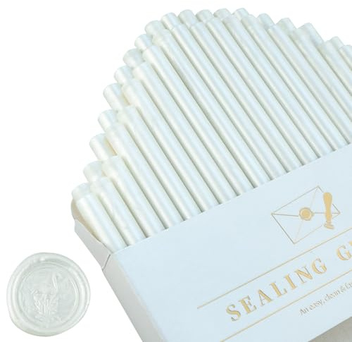 Tomgenrine Mini Wachssiegel-Sticks - 36 Stück Schnellschmelzendes Wachs für Heißklebepistole, ideal für Hochzeitseinladungen, Briefe, Umschläge, Karten & Bastelprojekte (Perlweiß）