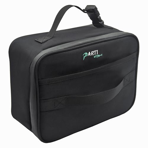 Parti Fish Bolsa Comida Trabajo Nevera Portatil, 6L Pequeña Bolsa Termica Porta Alimentos, 2-asas Tejido térmico de 5-capas Impermeable a Prueba de Fugas Bolsas de Almuerzo lancheira Termica, Negro