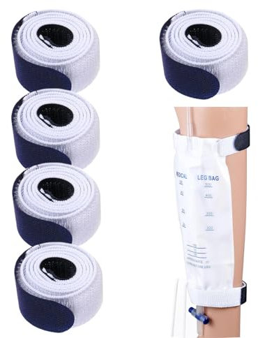 Paquete de 5 Bolsas Para las Piernas del Catéter Longitud Total 66 Correas Bolsa Para Orina Correas Blancas Dispositivo Estabilizador del Soporte del Catéter Cinturón Para el Soporte del Catéter