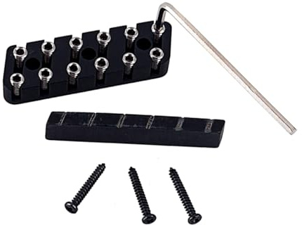 TOGEVAL Kopflose E-gitarren Klemmmutter aus Kamelknochen und Kupfer 6-saiten Schwarz für Stabile Stimmung und Präzise Saitenhöhe