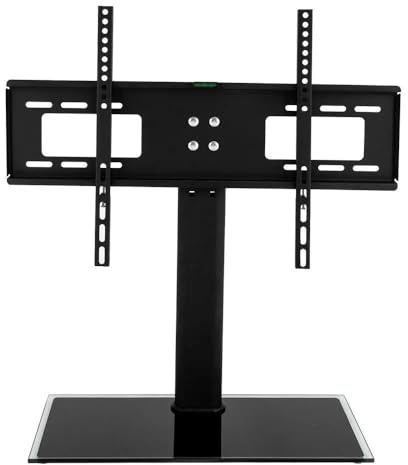 Universal TV Table TV Stand for 32-55 Inch TVs Height Adjustable TV Bracket | Tabletop TV Stand TV Bracket Pedestal Mount, Tempered Glass Base, Max VESA 400x400mm, Up to 40KG