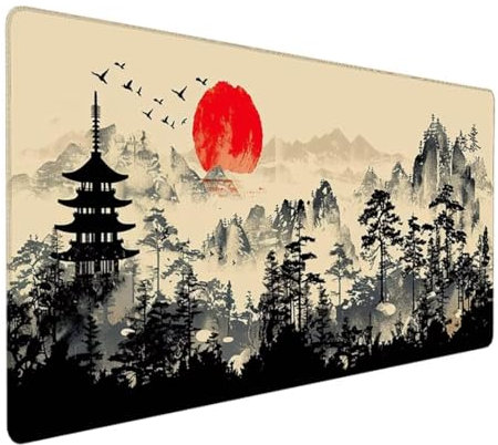 Mauspad XXL, Gaming Mauspad 700x300x3 mm, Großes Mauspad mit Genähten Kanten, Rutschfeste Desk Mat, Verlängertes großes Mauspad Schreibtischauflage für Büro und Zuhause China Tuschemalerei V - 9