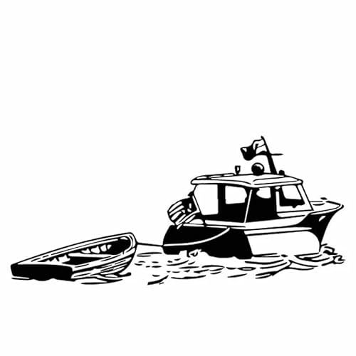 JIFENLI Autoaufkleber 18,8 cm * 8,4 cm Szene Schiff Fluss Welle Seil Boot Segel Connect Vinly Aufkleber Auto Aufkleber Nizza Schwarz/Silber