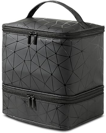 UZSUZZ Nagellack Aufbewahrungstasche – Wasserdichter Organizer für 30 Flaschen & 1 Nagellampe, Doppelschichtiger Tragbarer Nagellack Organizer für Nageldesign Zubehör (Schwarz)