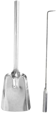 Ciieeo Feuerstellenwerkzeug aus 45 Stahl mit Schaufel und Feuerhaken Hitzebeständig und Langlebig für Camping und Outdoor Aktivitäten Elegantes Design 2 Stück