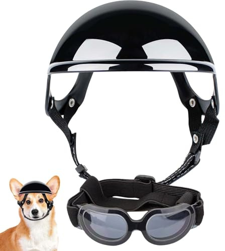 Hundesonnenbrille – verstellbarer harter Hut, atmungsaktiver Augenschutz, schützende Hundebrille für Sonne, tragbare Sonnenbrille für kleine, mittelgroße und große Hunde, Haustier-Kopfbedeckung zum