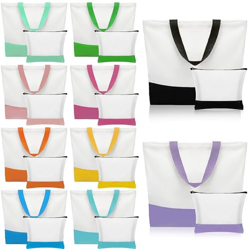 ASMIZ 20 sacchetti per il trasporto a sublimazione, grandi borse vuote in tessuto con sacchetti per cosmetici, borsa per il trasporto fai da te per spiaggia, viaggi, artigianato e regali (10 colori