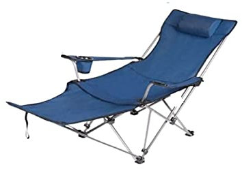 Tragbarer Leichter Faltbarer Outdoor-Strandkorb mit Armlehne Bequeme Garten-Chaiselongue für Camping Picknick Balkon Reise Blaue Farbe