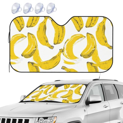 Auto Sonnenschutz Gelbe Banane Weiß Vorderseite Frontscheibe Sonnenschutz Sommer Universal Frontscheibenabdeckung, Für LKW, Truck, Car, S