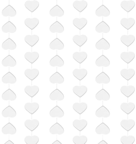 Azlanway Herz Girlande Weiß 2 Stück 4m Papiergirlande Hängend für Hochzeit, Verlobung, Valentinstag, Jahrestag, Geburtstag, Partydeko, Raumdeko, Festdekoration Innen & Außen, romantisch & elegant