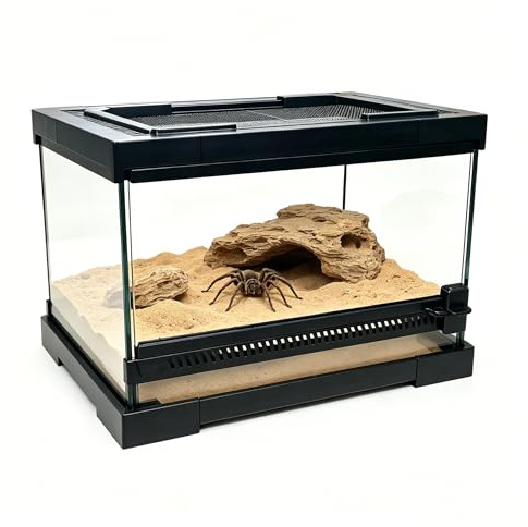 Terrario de cristal para reptiles, caja de anfibios, caja de hábitat para ranas, arañas, mantis religiosa, grillo, tarántula, cangrejo ermitaño (30 x 20 x 17 cm)