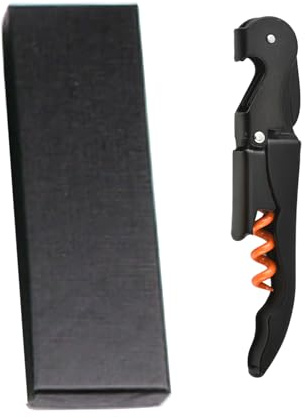 AAABOX Sacacorchos Profesional Sommelier de Doble Palanca，3 en 1 Abridor de Vino con Espiral de Acero Inoxidable,Wine Opener con Caja de Regalo(Naranja y Negro)