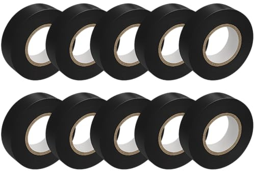 EVOGES Black Electrical Tape 19mm x 20m, Pack of 10, Flame Retardant PVC Insulation, BS EN 60454-3 Certified