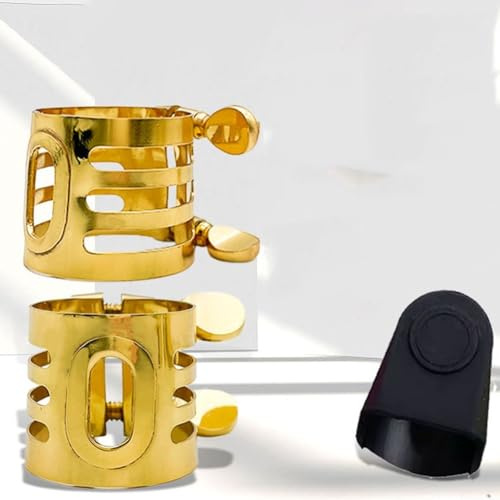 Abrazadera de boquilla de saxofón con cubierta de goma, compatible con soprano, alto, saxo tenor y clarinete para un rendimiento constante (TENOR SAX)