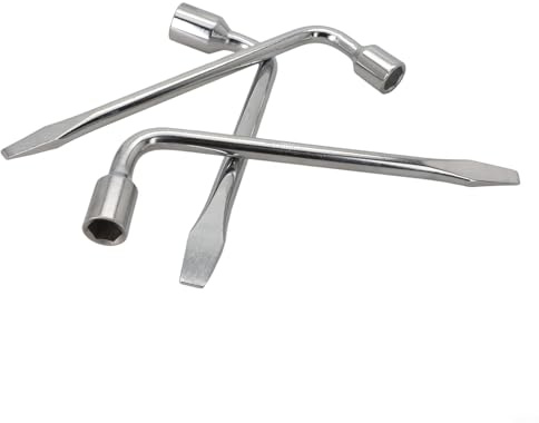 Schraubenschlüssel für Auto für Ersatzreifen, 17/19/24 mm, L-Typ, Sechskant-Schlitz, Reparaturwerkzeug-Set mit verlängertem Griff, 3-teiliges 45# Edelstahl-Mutterschlüssel