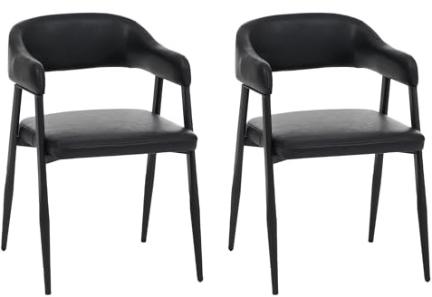 Mendler 2er-Set Esszimmerstuhl HWC-P29 Kunstleder - schwarz