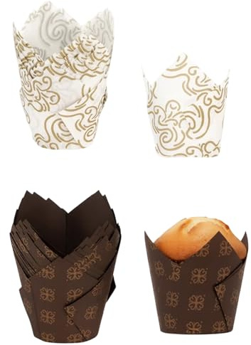 Muffin Cases for Baking, 100-Pack Tulip Muffin Cases, Large Cupcake Liners for Perfect Baking, 8x8cm Muffin Liners