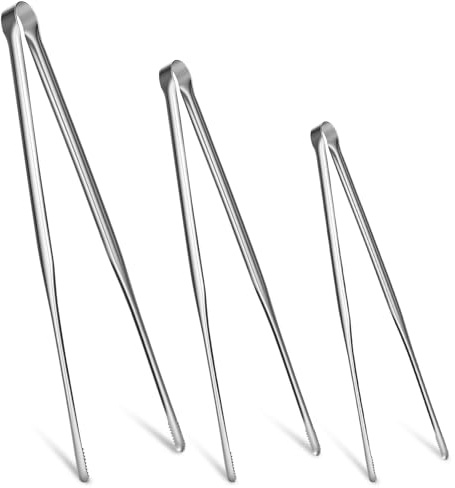 Homgaty Kitchen Tongs Set - 3 PCS Stainless Steel Tongs Kitchen & Cooking Tongs (9/12/14) with Non-Slip Tips, Chefs Tweezers for BBQ, Grilling, Serving & Food Preparation