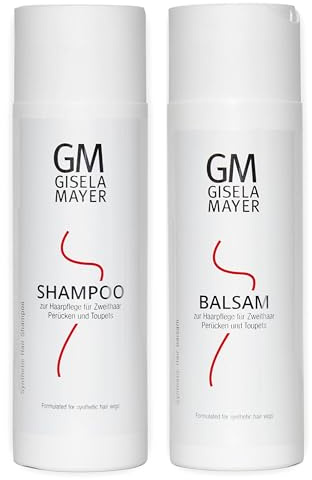 Gisela Mayer Kit de soin pour cheveux synthétiques 200 ml + après-shampoing 200 ml + après-shampoing pour perruques synthétiques, tuupettes, postiches anti-bouclées, brillantes et faciles à peigner