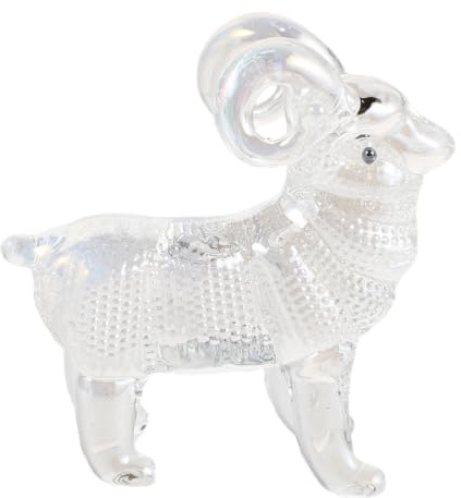 SOLUSTRE Kristallvädursfigur, transparent kinesisk zodiakstaty med get | Dekorativ 2027 Bagge-prydnad, Kristalldjursskulptur, Fårfigur Hemprydnad, Samlarobjekt för djur