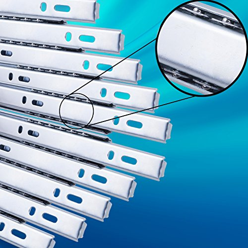 Stahlia Schubladenschienen 27mm (10 Stück) Teilauszug 300 mm Stahl Schubladenauszug Schienen für Schubladen mit Endanschlag Führungsschiene Schublade