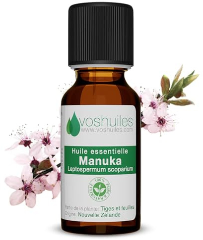 Voshuiles - Huile Essentielle Manuka - 10ml - 100% Pure et Naturelle - HEBBD - Utilisation en Massage dans Huile Végétale - Parfum Très Aromatique - Traçabilité et Qualité - Entreprise Française