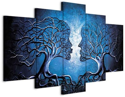 B&D XXL - Leinwandbild Abstrakt Liebe Natur, 200x100 cm, 5-teilig, modern | Hochwertige Leinwand, sofort aufhängbar, ideal fürs Wohn- oder Schlafzimmer, wasserfest und lichtecht, langlebig, stilvoll