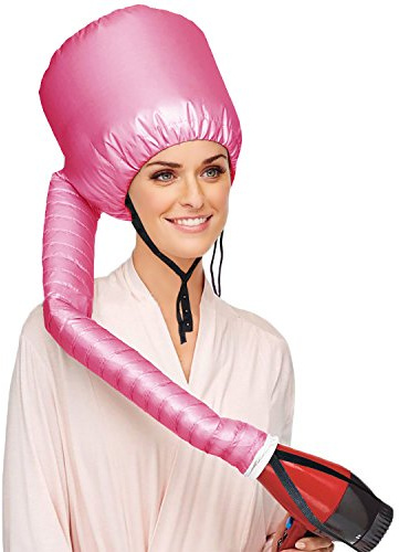 Safety Portable Hair Dryer Bonnet Attachment for Hair Styling - Deep Pink