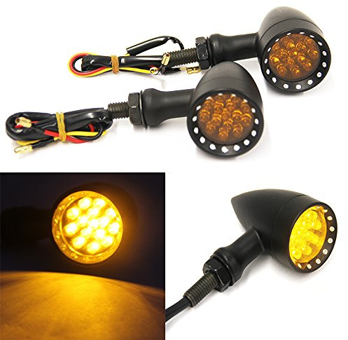 Rich Choices 2pcs Amber CNC Motorcycle Bullet LED Turn Signal Light Blinker Indicator Front Rear Tail Light Compatible with Honda HarleyYamaha Suzuki Kawasaki