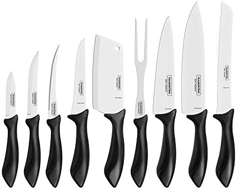 Tramontina Affilata 8 Couteaux 1 Fourchette INOX Poignées Plastique Noir