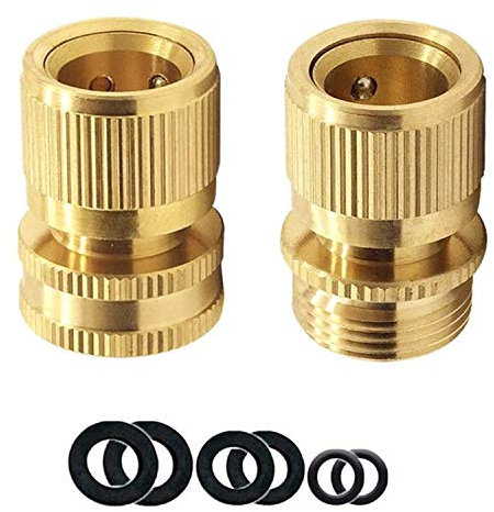 TOPWAYS® Expandable Garden Hose Pipe Connect Kit, Brass 3/4 inch MALE AND FEMALE Adaptors Connector Quick Connect Tap and Spray Appliance