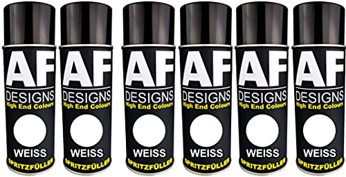 Alex Flittner Designs 6X Spritzfüller Spritzspachtel Spraydose Weiss | 1K Spritzspachtel/Spritzfüller mit ausgezeichneter Haftung und sehr hoher Füllkraft