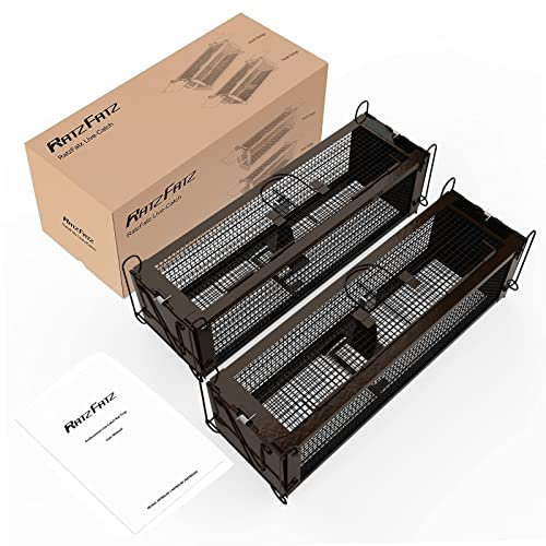 RatzFatz® 2X Lebendfalle 2.0 Groß, Premium Rattenfalle Wiederverwendbar, Mausefalle Lebend, 2 Türen, Ersetzt Schlagfallen, Siebenschläfer XXL, Tragegriff, Garten & Haus, Sensibilität einstellbar