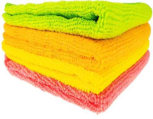 Antibakterielle Mikrofasertücher; Profi Reinigungstücher aus Mikrofaser; 4 Bunte extra saugfähige und weiche Waschlappen; Geruchsneutral, Waschmaschinenfest, Wiederverwendbar