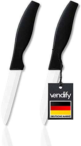 vendify® Juego de 2 cuchillos de cerámica de alta calidad, muy afilados, 16,5 cm de largo, con hoja de cerámica, para frutas, pelar y chef
