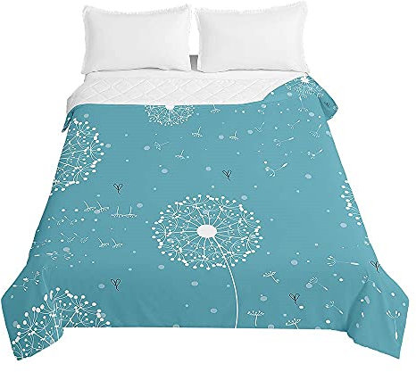 Oduo 3D Tagesdecke Steppdecke Bettüberwurf Bettdecke Stepp Decke Sofaüberwurf Doppelbett Unterfüttert und Gesteppt Waschbare Klimaanlage Wohndecke Reisedecke (Blau Grün,220x240cm)