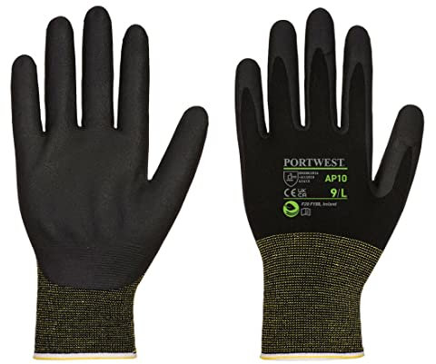 Portwest - Gloves made of bamboo fabric and nitrile foam (Pack of 12) 6 - black, black, 6
